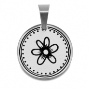 Bedels van Stainless steel Roestvrij staal (RVS) flower Zilver