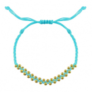 Hippe armbanden stainless steel beads Blue-gold