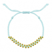 Hippe armbanden stainless steel beads Mint blue-gold