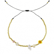 Hippe armbanden mixed beads Yellow-pink-gold