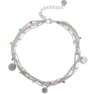 Enkelbandjes van Stainless steel Roestvrij staal (RVS) coins Silver-multicolour