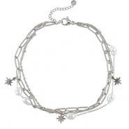 Enkelbandjes van Stainless steel Roestvrij staal (RVS) pearl Silver-white