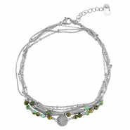 Enkelbandjes van Stainless steel Roestvrij staal (RVS) stone Silver-green