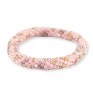 Facet armband top quality Multicolour Beige-pink