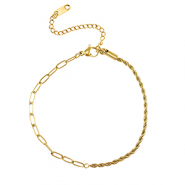Armbanden van Stainless steel Roestvrij staal (RVS) twisted & straight Gold