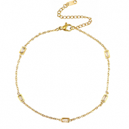 Enkelbandjes van Stainless steel Roestvrij staal (RVS) crystal Gold