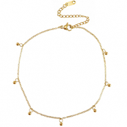 Enkelbandjes van Stainless steel Roestvrij staal (RVS) ball Gold