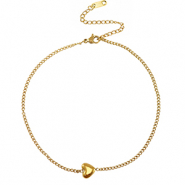 Enkelbandjes van Stainless steel Roestvrij staal (RVS) heart Gold