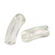 Acryl kralen tube Transparant glitter-AB coating