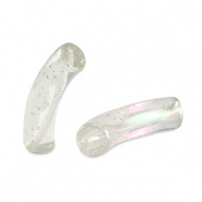 Acryl kralen tube Transparant glitter-AB coating
