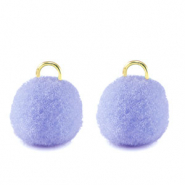 Bedels pompom met oog 10mm Gold-periwinkle purple