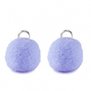 Bedels pompom met oog 10mm Silver-periwinkle purple
