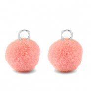 Bedels pompom met oog 10mm Silver-pink