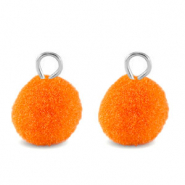 Bedels pompom met oog 10mm Silver-orange peel