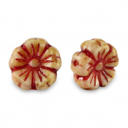 Tsjechische kralen flower 9mm Red-almond brown