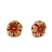 Tsjechische kralen flower 7mm Red-almond brown