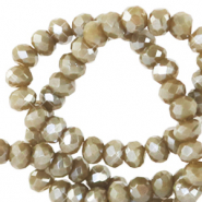 Facet kralen top quality disc 4x3mm Khaki green-pearl shine coating