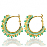 Oorbellen van Stainless steel Roestvrij staal (RVS) beads Mint turquoise-gold