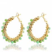 Oorbellen van Stainless steel Roestvrij staal (RVS) facet Green-gold