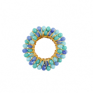 Bedels van Stainless steel Roestvrij staal (RVS) facet 24mm  Blue-gold