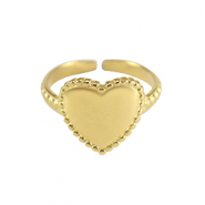 Ringen van Stainless steel Roestvrij staal (RVS) heart Goud