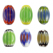 Millefiori glaskralen tube Multicolour blue-green