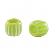 Millefiori glaskralen tube Light green