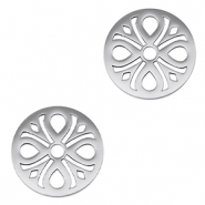 Bedels van Stainless steel Roestvrij staal (RVS) tussenstuk flower Silver