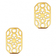 Bedels van Stainless steel Roestvrij staal (RVS) tussenstuk octagon flower Gold