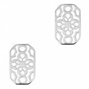Bedels van Stainless steel Roestvrij staal (RVS) tussenstuk octagon flower Silver
