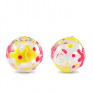Handgeschilderde glaskralen 14mm Transparent-coral pink yellow