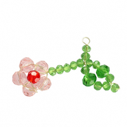 Hangers van facet flower Gold-pink red