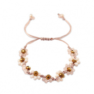 Facet armband top quality flower Multicolour pink-topaz brown