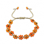 Facet enkelbandje top quality flower Multicolour orange-topaz brown