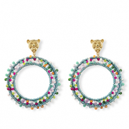 Oorbellen van facet 60mm Gold-multicolour