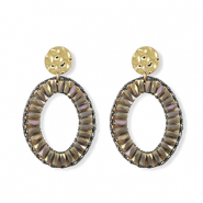 Oorbellen van facet oval Gold-lavender grey