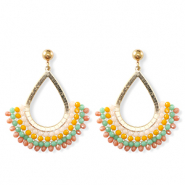Oorbellen van facet drop Gold-multicolour