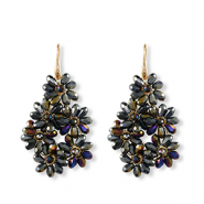 Oorbellen van facet drop Gold-midnight blue