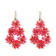 Oorbellen van facet drop Gold-red