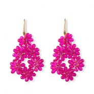 Oorbellen van facet drop Gold-neon pink