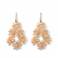 Oorbellen van facet drop Gold-latte beige