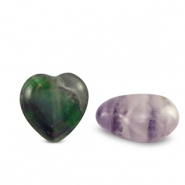 Kralen natuursteen fluoriet heart Purple-green white
