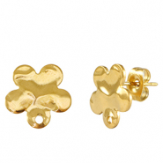 Oorbellen van Stainless steel Roestvrij staal (RVS) flower Gold