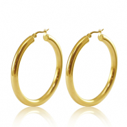 Oorbellen van Stainless steel Roestvrij staal (RVS) creolen 50mm Goud