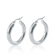 Oorbellen van Stainless steel Roestvrij staal (RVS) creolen 30mm Zilver
