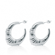 Oorbellen / oorstekers van Stainless steel Roestvrij staal (RVS) creolen oval Zilver