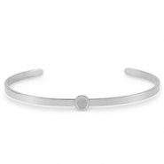 Birthstone bangle met setting Stainless Steel (RVS) voor SS16 flat back Silver