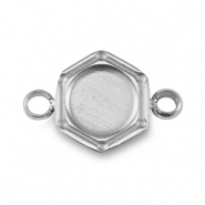 Birthstone bedel met setting Stainless Steel (RVS) voor SS16 flat back Silver