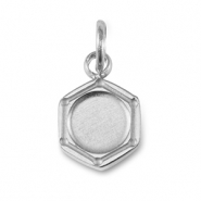 Birthstone bedel met setting Stainless Steel (RVS) voor SS16 flat back Silver