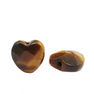 Kralen natuursteen tijgeroog heart Golden brown